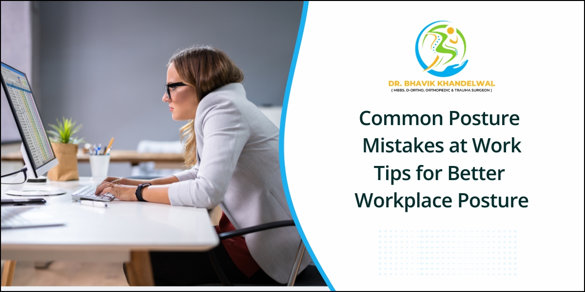 Women sitting in a wrong posture at work